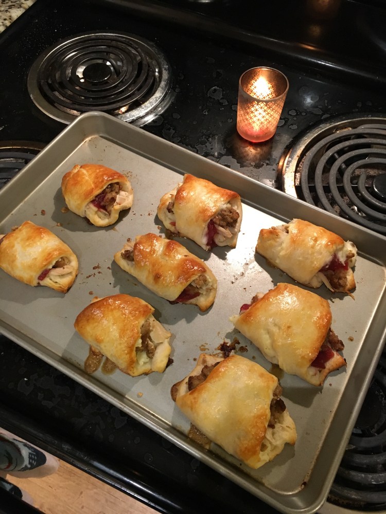 Thanksgiving leftovers in crescent rolls